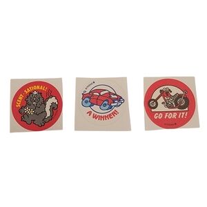 3 Vintage Trend Scratch N Sniff Sticker Set Car Motorcycle Skunk